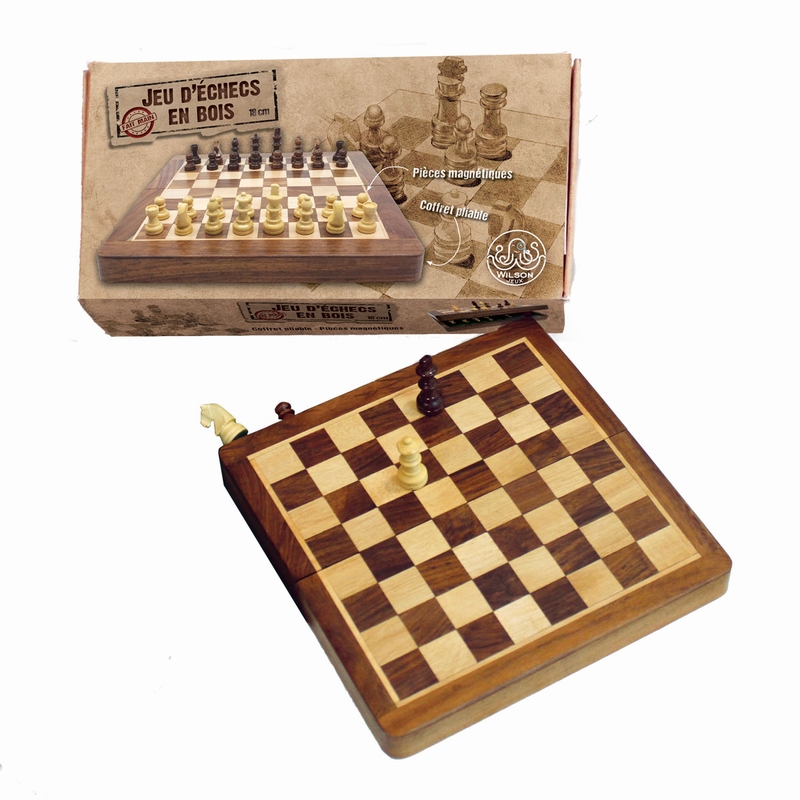 Jeu d'échecs en bois magnétique de 25 cm