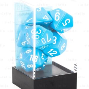 Set de dés - Set de 7 dés pour le jeux de rôle - Bleu clair et blanc