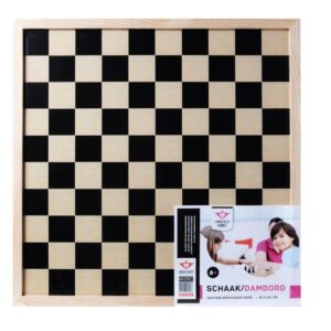 Plateau en bois de 40 cm damier d'un côté et échiquier d'un autre